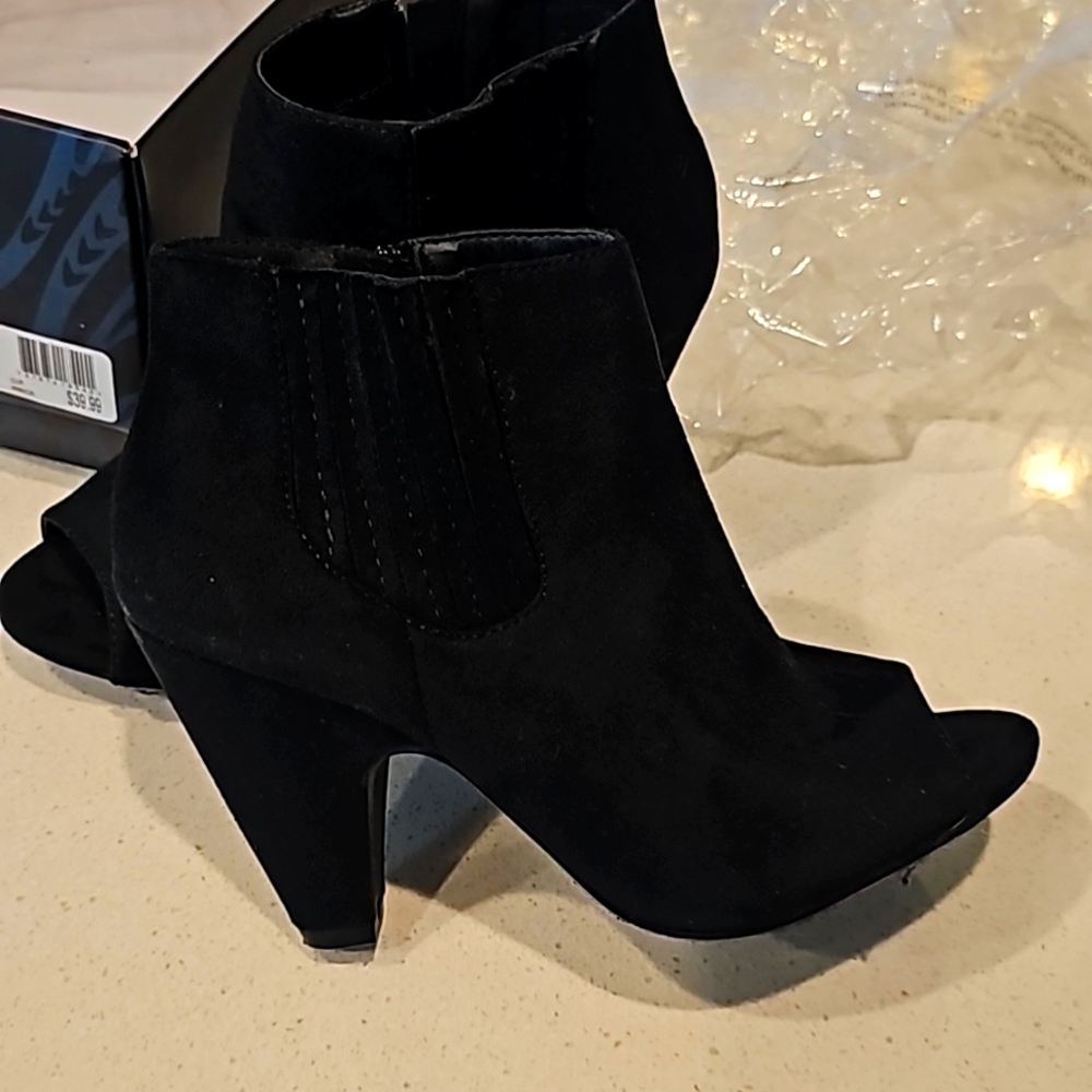 Black peep toe ankle boots